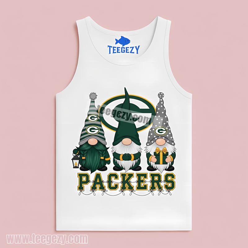 Green Bay Packers Christmas Gnomes Tanktop Vintage Style Green Bay Packers Christmas Gnomes Tanktop Vintage Style