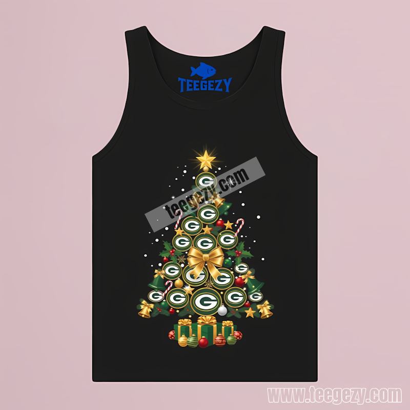 Green Bay Packers Christmas Tree Logo Tanktop Graphic Green Bay Packers Christmas Tree Logo Tanktop Graphic