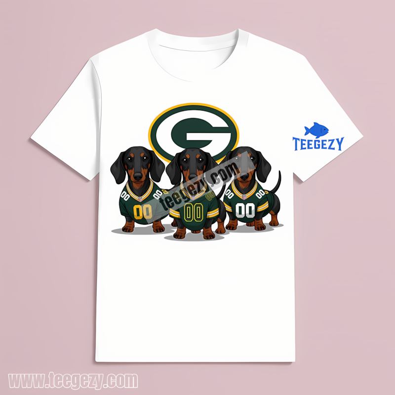 Green Bay Packers Dachshund Dogs T-Shirt Regular Fit Green Bay Packers Dachshund Dogs T-Shirt Regular Fit