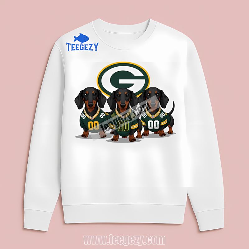 Green Bay Packers Dachshund Dogs Long Sleeve Regular Fit Green Bay Packers Dachshund Dogs Long Sleeve Regular Fit