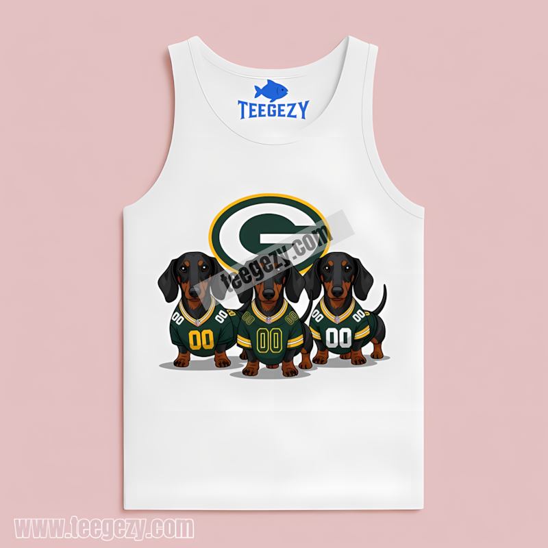 Green Bay Packers Dachshund Dogs Tanktop Regular Fit Green Bay Packers Dachshund Dogs Tanktop Regular Fit