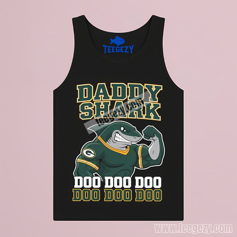 Green Bay Packers Daddy Shark Tanktop Retro Style Green Bay Packers Daddy Shark Tanktop Retro Style