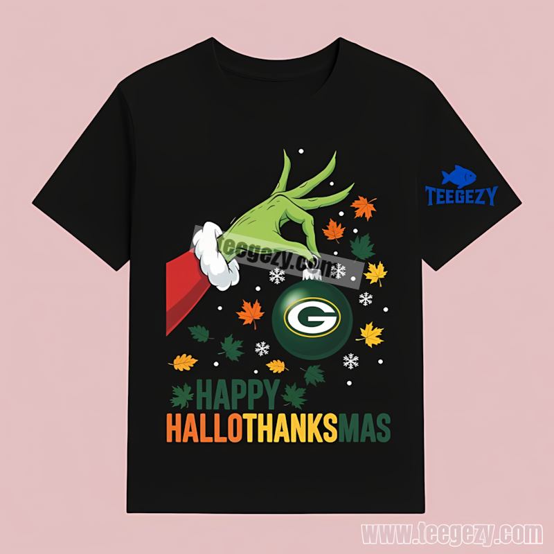 Green Bay Packers Hallothanksmas Happy T-Shirt Color Green Bay Packers Hallothanksmas Happy T-Shirt Color