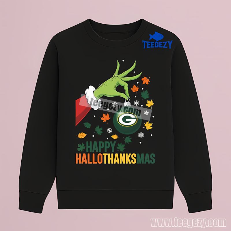 Green Bay Packers Hallothanksmas Happy Long Sleeve Color Green Bay Packers Hallothanksmas Happy Long Sleeve Color