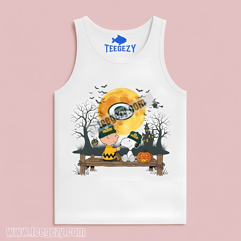 Green Bay Packers Halloween Charlie Brown Snoopy Tanktop Adults Green Bay Packers Halloween Charlie Brown Snoopy Tanktop Adults