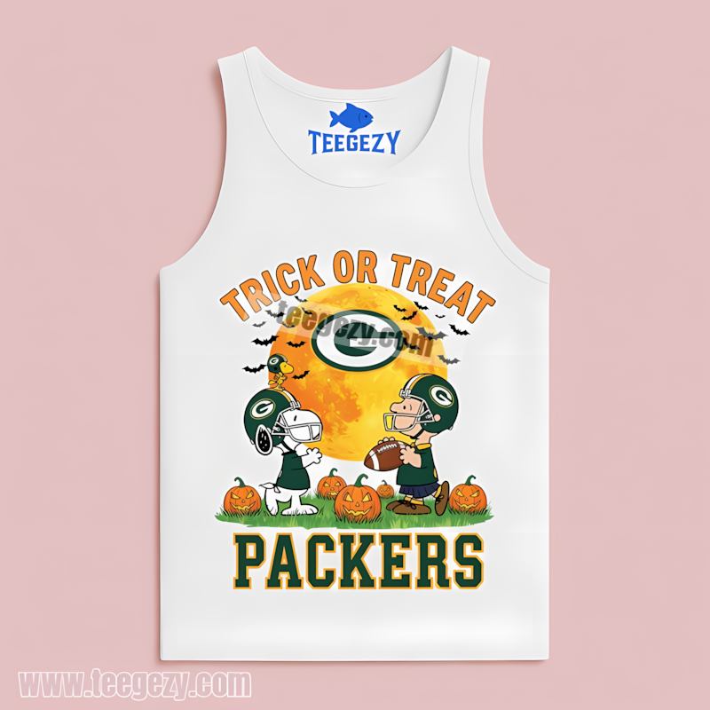 Green Bay Packers Halloween Trick Charlie Brown Tanktop Trendy Green Bay Packers Halloween Trick Charlie Brown Tanktop Trendy