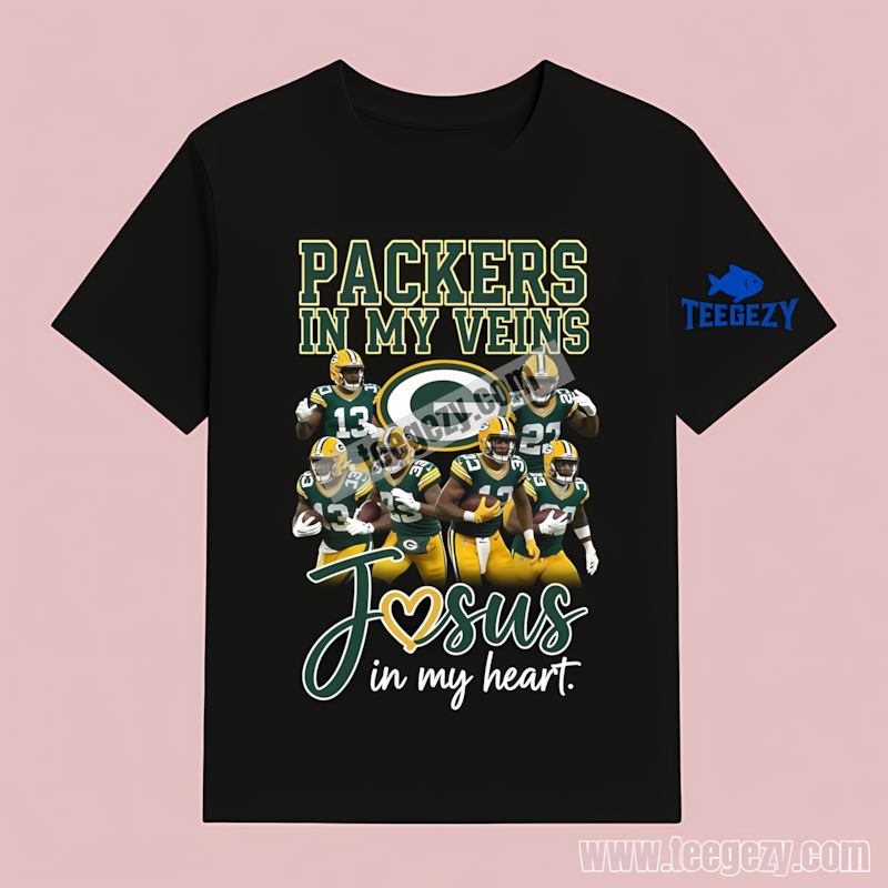 Green Bay Packers In My Veins Jesus T-Shirt Color Green Bay Packers In My Veins Jesus T-Shirt Color