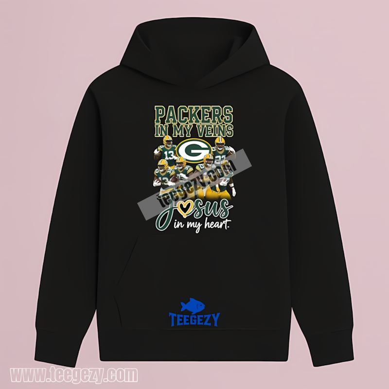 Green Bay Packers In My Veins Jesus Hoodie Color Green Bay Packers In My Veins Jesus Hoodie Color