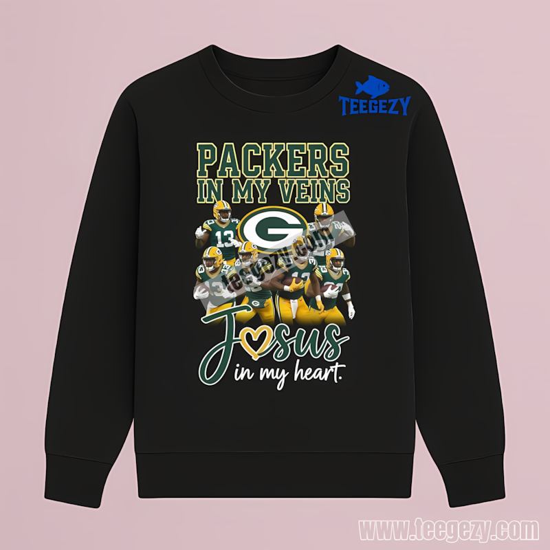 Green Bay Packers In My Veins Jesus Long Sleeve Color Green Bay Packers In My Veins Jesus Long Sleeve Color