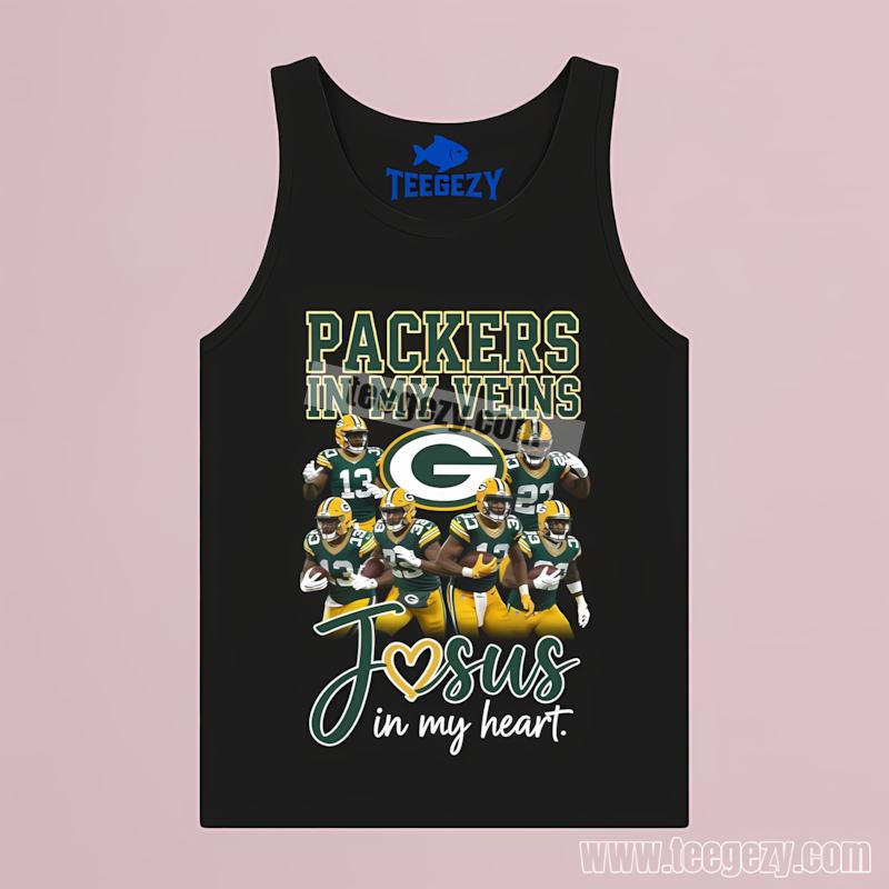 Green Bay Packers In My Veins Jesus Tanktop Color Green Bay Packers In My Veins Jesus Tanktop Color