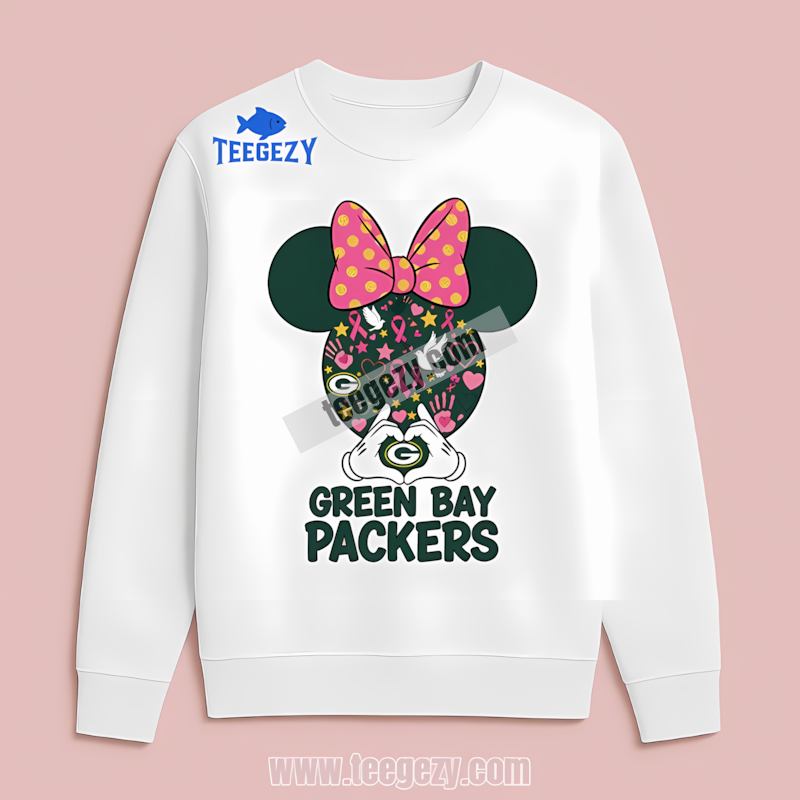 Green Bay Packers Minnie Breast Cancer Long Sleeve Unisex Green Bay Packers Minnie Breast Cancer Long Sleeve Unisex