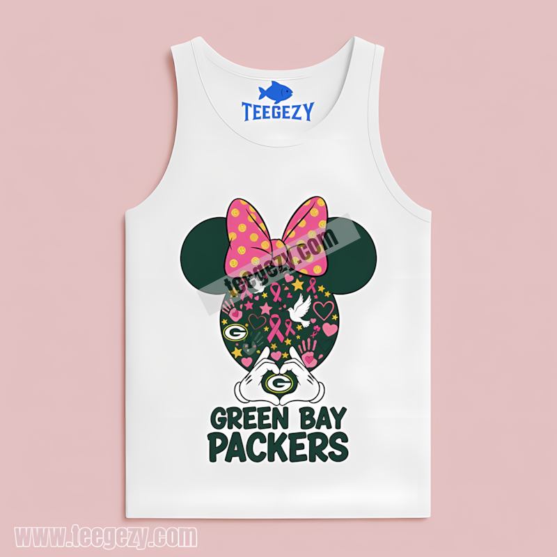Green Bay Packers Minnie Breast Cancer Tanktop Unisex Green Bay Packers Minnie Breast Cancer Tanktop Unisex