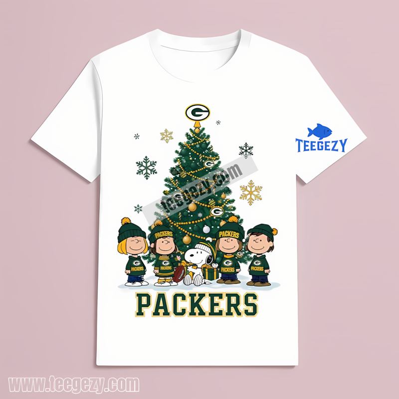 Green Bay Packers Peanuts Christmas T-Shirt Adults Green Bay Packers Peanuts Christmas T-Shirt Adults