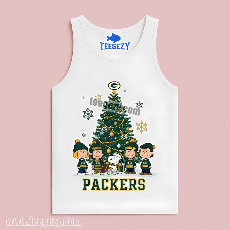 Green Bay Packers Peanuts Christmas Tanktop Adults Green Bay Packers Peanuts Christmas Tanktop Adults