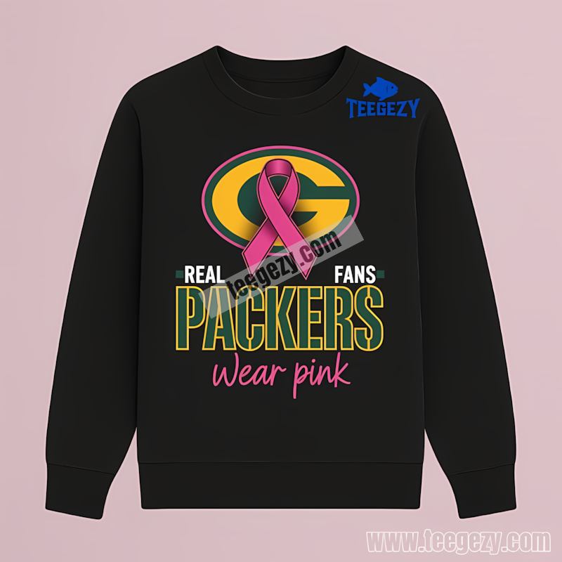 Green Bay Packers Real Fans Wear Pink Long Sleeve Classic Green Bay Packers Real Fans Wear Pink Long Sleeve Classic