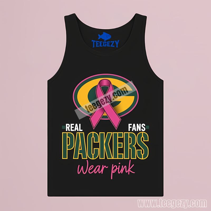 Green Bay Packers Real Fans Wear Pink Tanktop Classic Green Bay Packers Real Fans Wear Pink Tanktop Classic