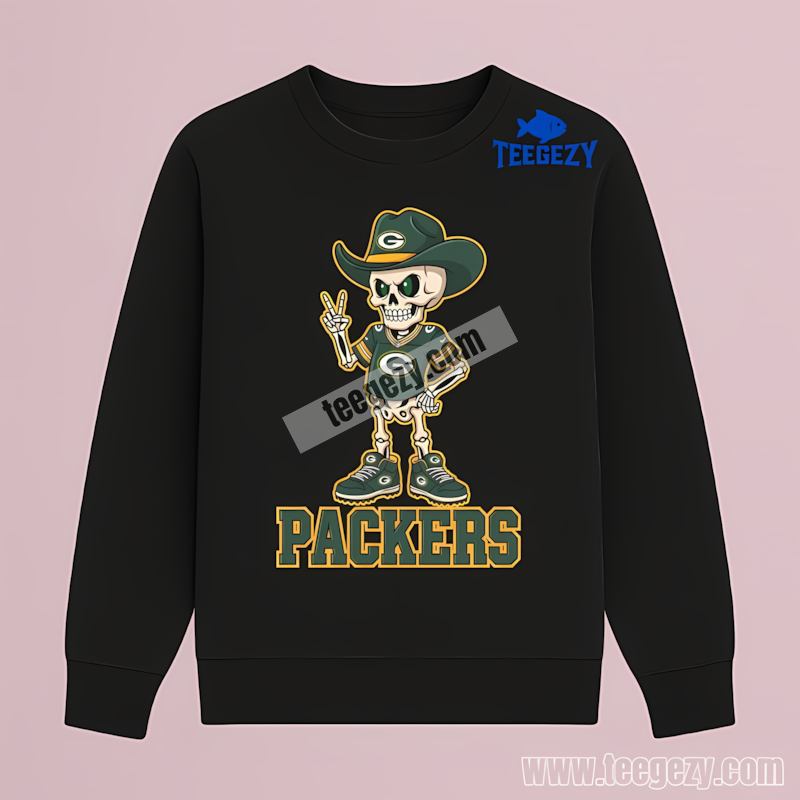 Green Bay Packers Skeleton Cowboy Long Sleeve Cotton Green Bay Packers Skeleton Cowboy Long Sleeve Cotton