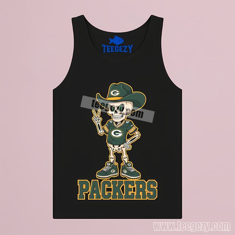 Green Bay Packers Skeleton Cowboy Tanktop Cotton Green Bay Packers Skeleton Cowboy Tanktop Cotton