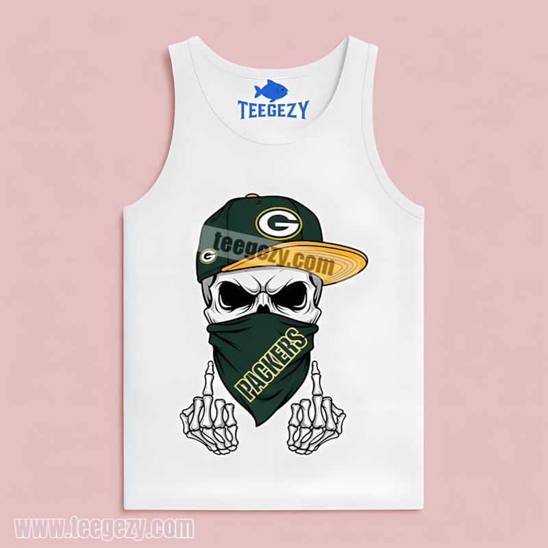 Green Bay Packers Skull Bandana Tanktop Cotton Green Bay Packers Skull Bandana Tanktop Cotton