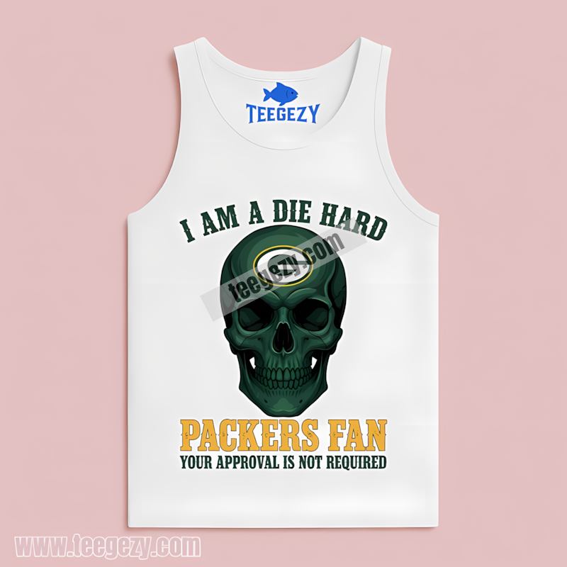 Green Bay Packers Skull Die Hard Fan Trendy Tanktop Green Bay Packers Skull Die Hard Fan Trendy Tanktop