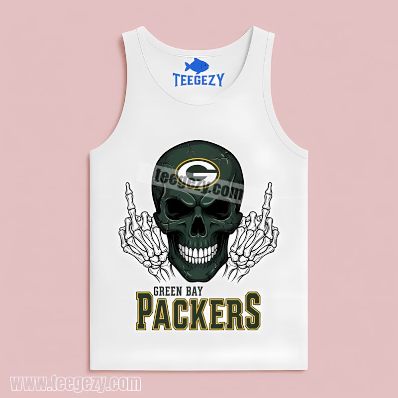 Green Bay Packers Skull Middle Finger Tanktop Regular Green Bay Packers Skull Middle Finger Tanktop Regular