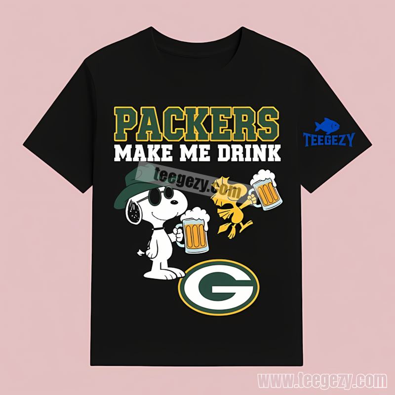 Green Bay Packers Snoopy Make Me Drink T-Shirt Vintage Green Bay Packers Snoopy Make Me Drink T-Shirt Vintage