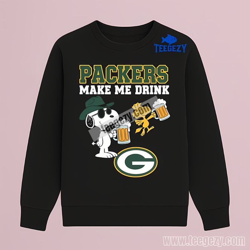 Green Bay Packers Snoopy Make Me Drink Long Sleeve Vintage Green Bay Packers Snoopy Make Me Drink Long Sleeve Vintage