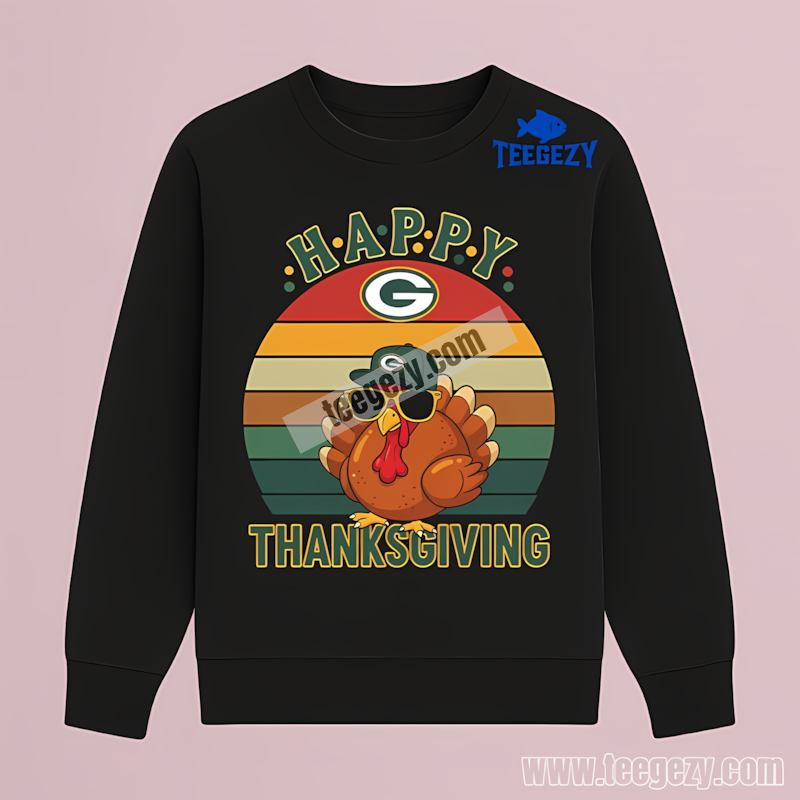 Green Bay Packers Thanksgiving Turkey Long Sleeve Adults Green Bay Packers Thanksgiving Turkey Long Sleeve Adults