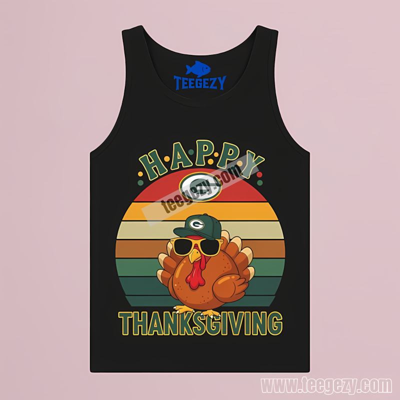 Green Bay Packers Thanksgiving Turkey Tanktop Adults Green Bay Packers Thanksgiving Turkey Tanktop Adults
