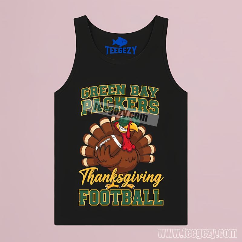 Green Bay Packers Thanksgiving Turkey Football Tanktop Retro Green Bay Packers Thanksgiving Turkey Football Tanktop Retro