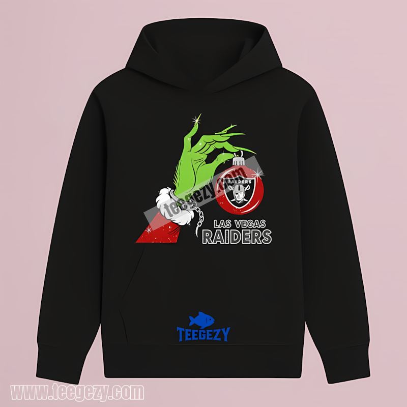 Grinch Hand Holding Las Vegas Raiders Ornament Holiday Hoodie Grinch Hand Holding Las Vegas Raiders Ornament Holiday Hoodie