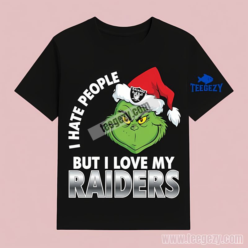 Grinch I Hate People But Love Las Vegas Raiders Fan T-Shirt Grinch I Hate People But Love Las Vegas Raiders Fan T-Shirt