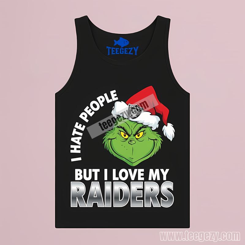 Grinch I Hate People But Love Las Vegas Raiders Fan Tanktop Grinch I Hate People But Love Las Vegas Raiders Fan Tanktop