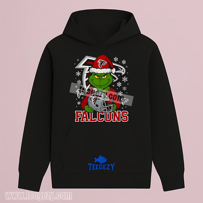 Grinch With Atlanta Falcons Helmet Fan Hoodie Grinch With Atlanta Falcons Helmet Fan Hoodie