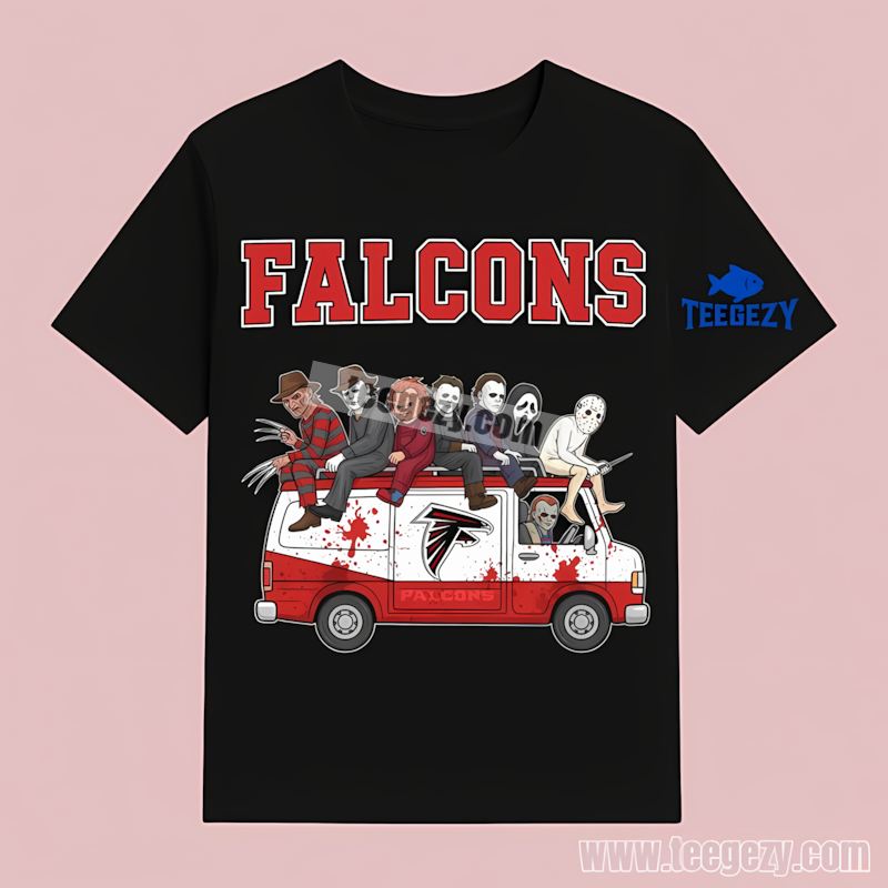 Halloween Bus Ride With Atlanta Falcons Characters T-Shirt Halloween Bus Ride With Atlanta Falcons Characters T-Shirt