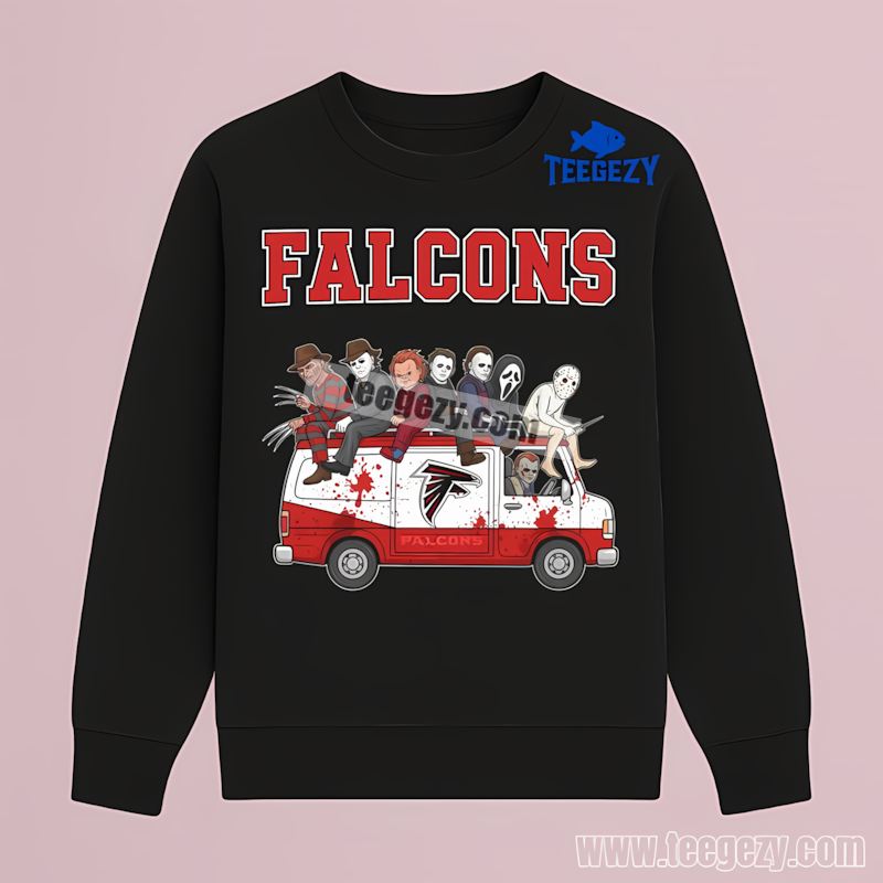 Halloween Bus Ride With Atlanta Falcons Characters Long Sleeve Halloween Bus Ride With Atlanta Falcons Characters Long Sleeve