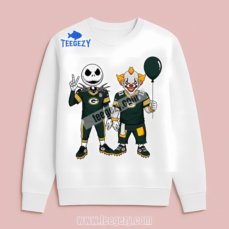 Halloween Green Bay Packers Jack Pennywise Long Sleeve Cotton Halloween Green Bay Packers Jack Pennywise Long Sleeve Cotton