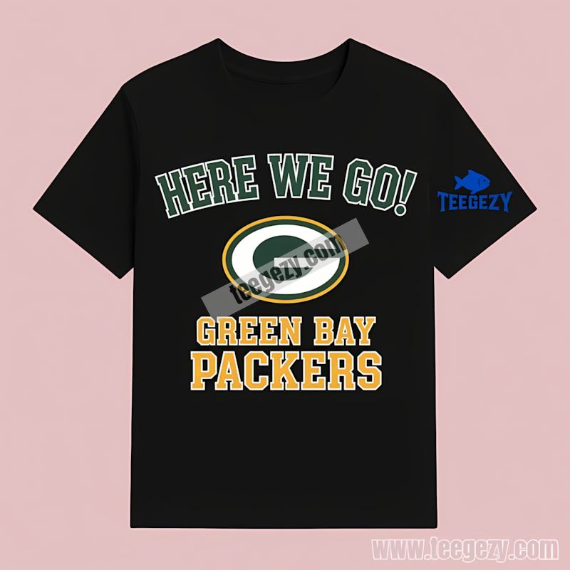 Here We Go Green Bay Packers Logo T-Shirt Adults Here We Go Green Bay Packers Logo T-Shirt Adults