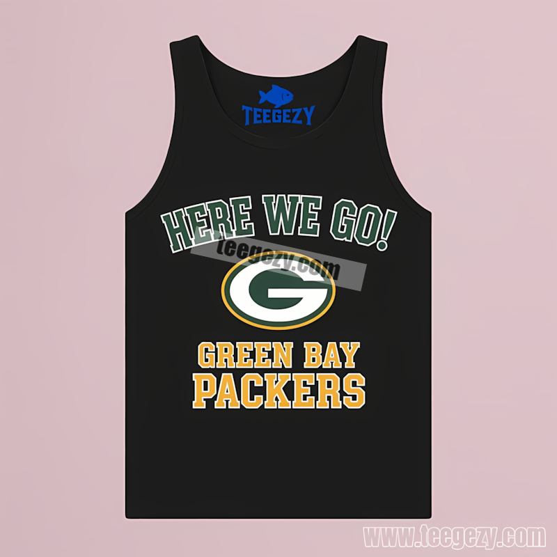 Here We Go Green Bay Packers Logo Tanktop Adults Here We Go Green Bay Packers Logo Tanktop Adults