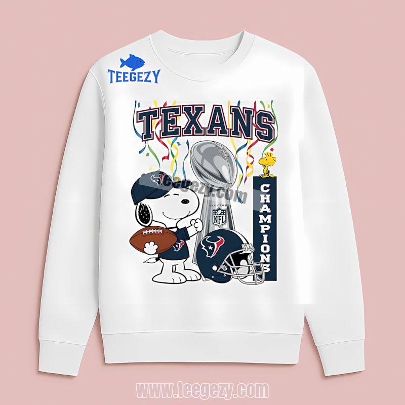 Houston Texans Champions Snoopy Celebration Cotton Long Sleeve Houston Texans Champions Snoopy Celebration Cotton Long Sleeve