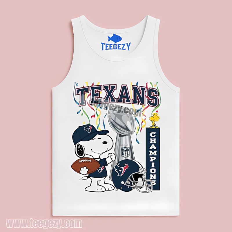 Houston Texans Champions Snoopy Celebration Cotton Tanktop Houston Texans Champions Snoopy Celebration Cotton Tanktop