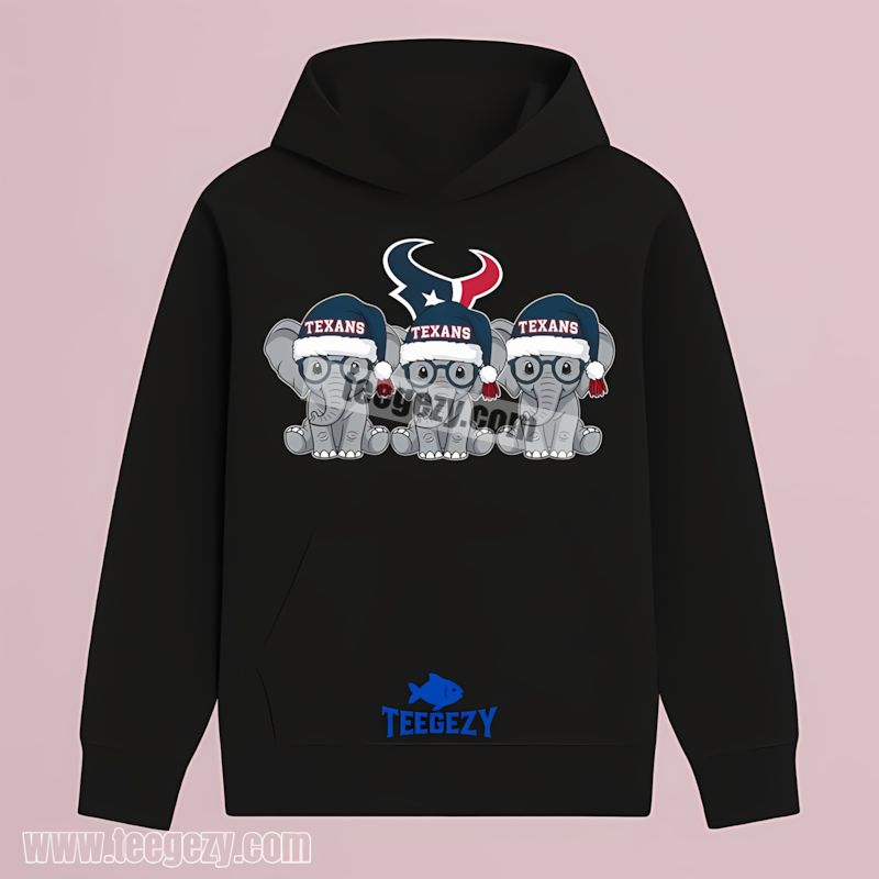 Houston Texans Christmas Elephants Graphic Hoodie Houston Texans Christmas Elephants Graphic Hoodie