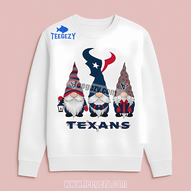 Houston Texans Christmas Gnomes Graphic Long Sleeve Houston Texans Christmas Gnomes Graphic Long Sleeve