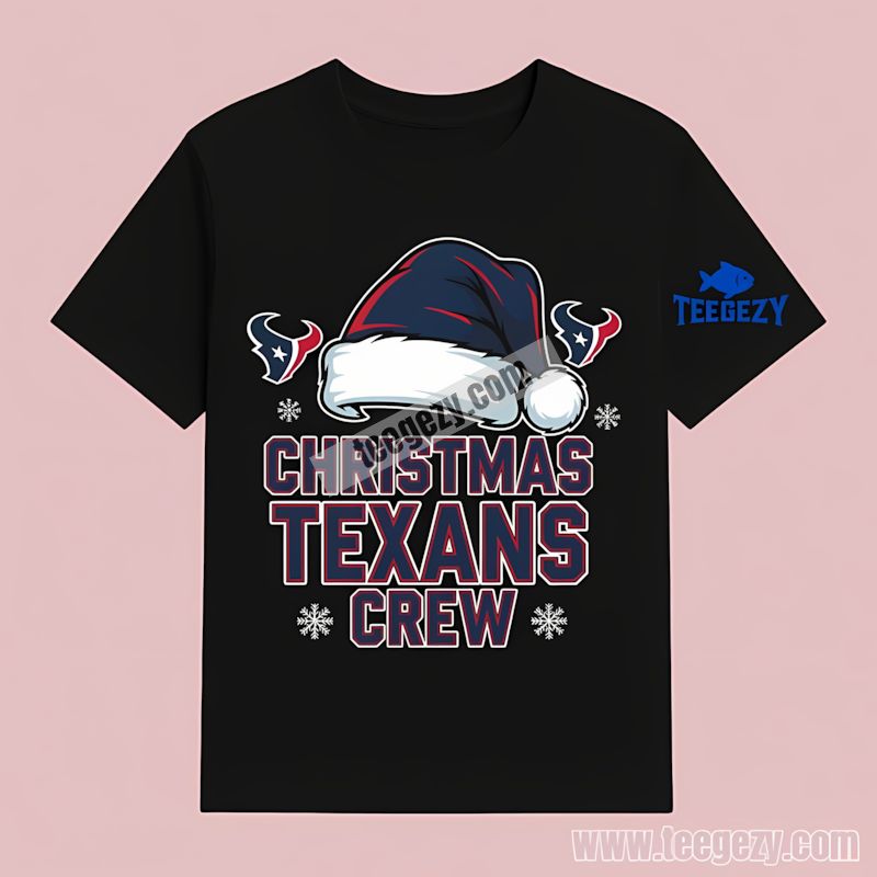 Houston Texans Christmas Texans Crew Cotton T-Shirt Houston Texans Christmas Texans Crew Cotton T-Shirt