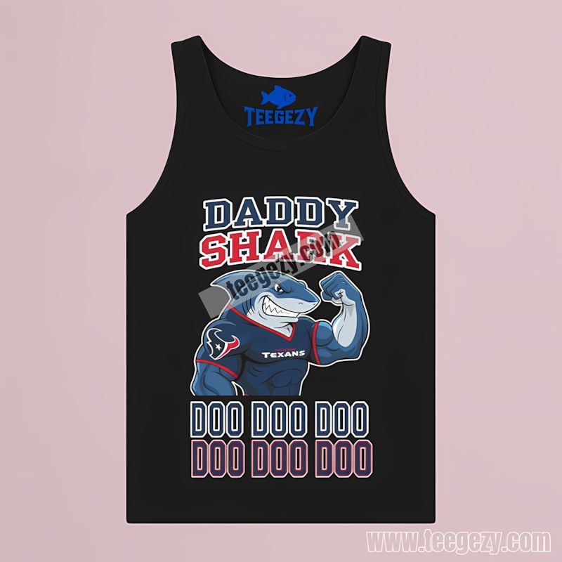 Houston Texans Daddy Shark Retro Tanktop Houston Texans Daddy Shark Retro Tanktop