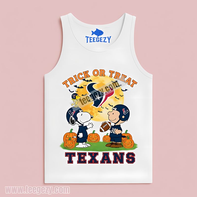 Houston Texans Halloween Trick Or Treat Charlie Brown Tanktop Houston Texans Halloween Trick Or Treat Charlie Brown Tanktop