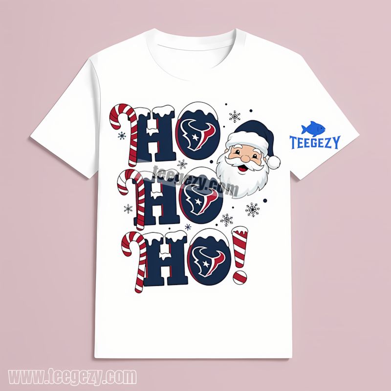 Houston Texans Ho Ho Ho Santa Christmas T-Shirt Houston Texans Ho Ho Ho Santa Christmas T-Shirt