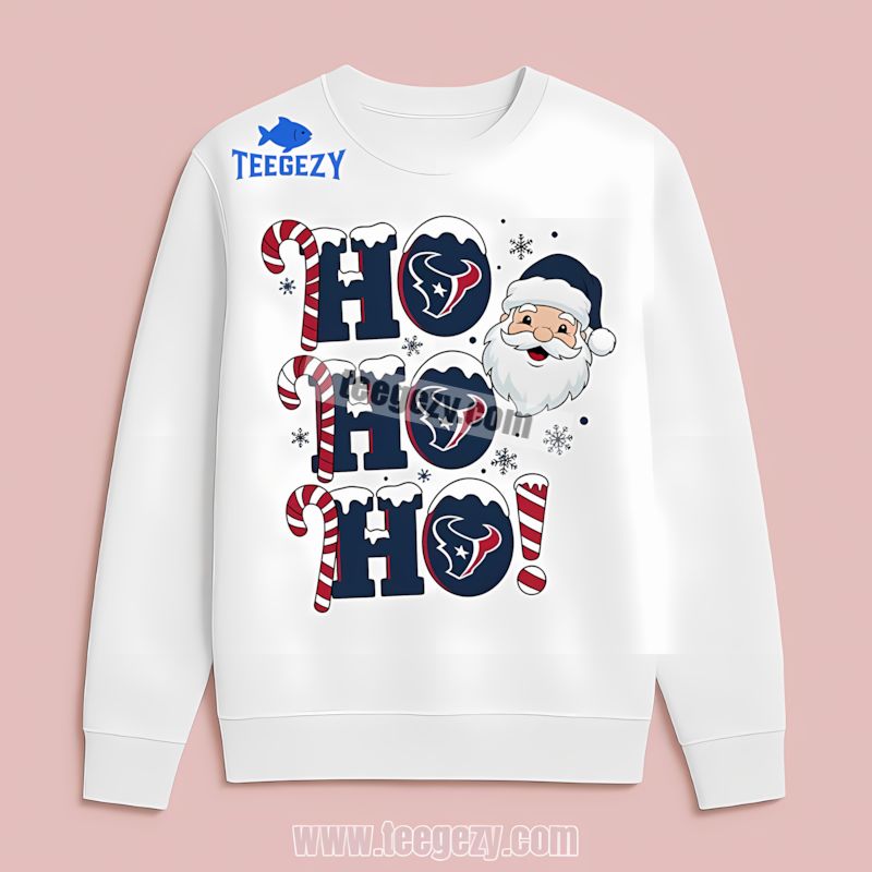 Houston Texans Ho Ho Ho Santa Christmas Long Sleeve Houston Texans Ho Ho Ho Santa Christmas Long Sleeve