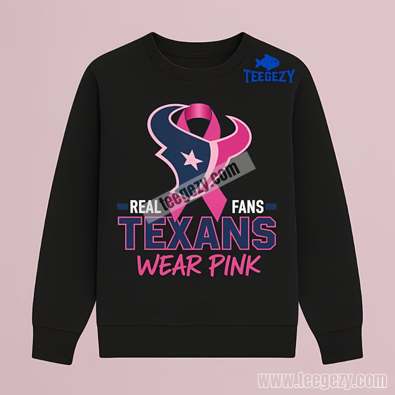 Houston Texans Real Fans Wear Pink Retro Long Sleeve Houston Texans Real Fans Wear Pink Retro Long Sleeve