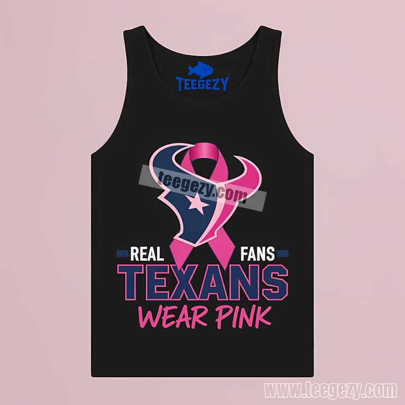Houston Texans Real Fans Wear Pink Retro Tanktop Houston Texans Real Fans Wear Pink Retro Tanktop